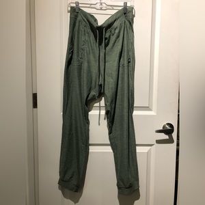 Green drawstring lounge pants.  Unknown brand, inside tag says Skechers.